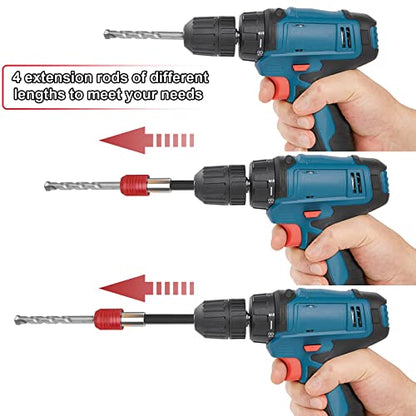 Mwellewm Drill Bit Extension Set, 4Pcs Magnetic Drill Screwdriver Bit Holder Bar Chuck Adapter Extender 1/4 inch Hex Quick Release Bit Holder for Impact Driver Screws Nuts Drill - size: One Size