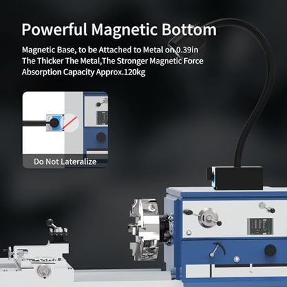 12W Magnetic Light,IP66 Waterproof Lathe Machine Work Light for Milling Drill Press with Upgrade 8T Magnetic Base - size: 12W Work Light + 8T Magnetic Base