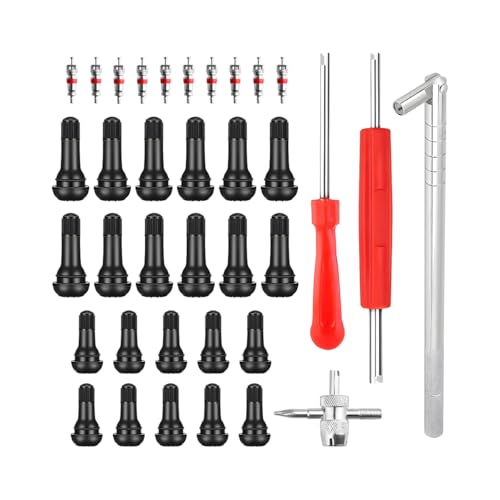 Bittwee 36PCS Car Tire Valve Stem Puller Installer Tools Kit, 4 Way Single Head Vehicle Wheel Valve Core Remover, Automotive Tire Core Removal Tool Set, Universal for SUV Sedan Truck
