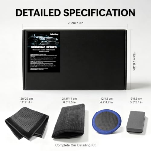4-Piece Car Detailing Clay Bar Kit with Mitt & Towel | Removes Iron Fallout, Paint-Safe Microfiber, Dual-Sided Design, Includes Sponge Pad, Cleans Glass & Paint