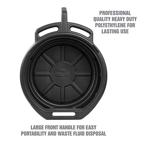 OEMTOOLS 87033 Oil Drain Pan, 4 Gallon Oil Pan, Heavy Duty Polyethylene, Pour Spout, No-Splash Lip, 3 Ergonomic Handles, Stackable Design - color: Black