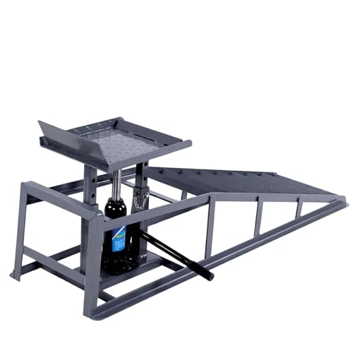 2 PCS Automotive Truck Service Ramp Adjust Heights 9.8-15in Hydraulic Low Profile Car Ramps 5T/11000LBS Capacity for Home Garage Maintenance Oil Changes