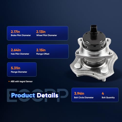 ECCPP Rear 2PC Wheel Hub Assembly for 2004-2006 for Scion xB 2000-2005 | for Toyota Echo 2PC Wheel Hub Bearings W/ABS 512209 - size: 512209*2