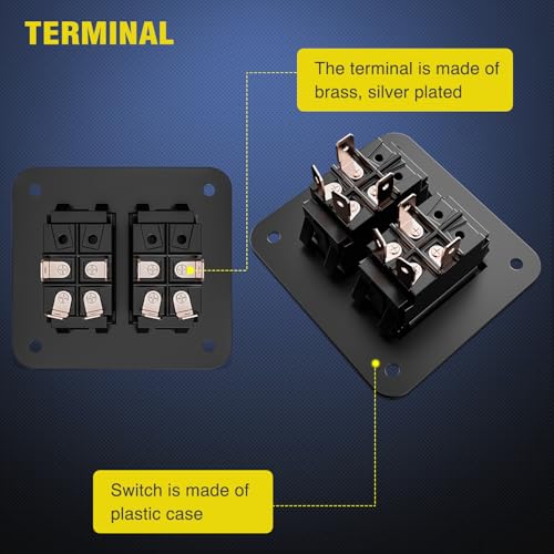 Nilight 2 Gang ON-Off Switch Panel 4 PIN DPST Toggle Switches 12V 20A Black Anodized Aluminium Shell Bracket with Screws Ternimals Jumper Wires Set for Cars Trailers Boats RV Camper - color: 2 Gang On-Off Switch
