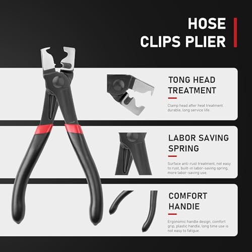 KOOPOOL 3 Pcs Electrical Disconnect Pliers Set, Heavy-Duty Automotive Connector & Fuel Line Clip Remover Tools for Rapid Disconnection in Car & Truck Repairs