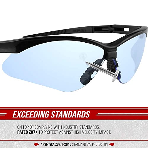Glove Station Optic Max Anti-Fog Safety Glasses for Men & Women | Clear, Amber & Gray Lenses, Anti-Fog, Scratch-Resistant - ANSI Z87.1 Compliant - color: Light Blue, size: 1 Pair