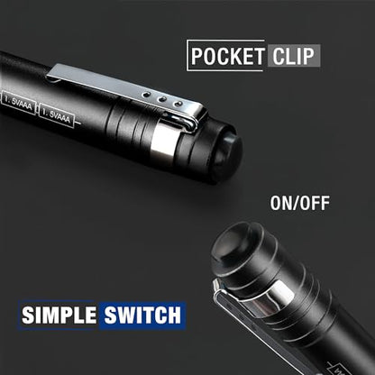 WORKPRO LED Pen Light, Aluminum Pen Flashlights, Pocket Flashlight with Clip for Inspection, Emergency, Everyday, Black(4-Pack) - color: Black