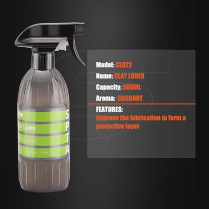 Clay Lubricant Car Detailing for Clay Bars, SPTA 16oz 500ml Clay Luber Synthetic Lubricant with Wetting Agents for Clayblock and Car Detailing Clay (Works on Cars, Trucks, SUVs, Jeeps & More -CL022