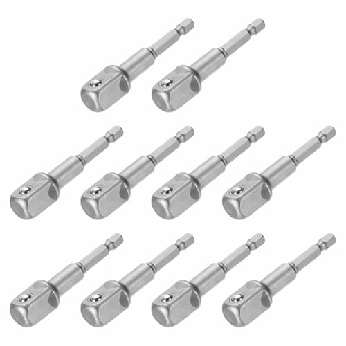 HARFINGTON 10pcs Impact Socket Adapter 1/2" Square Drive 1/4" Hex Shank 3" Long Extension Bit for Axle Nut Driver Drill Socket Sets - size: 1/2" x 3"