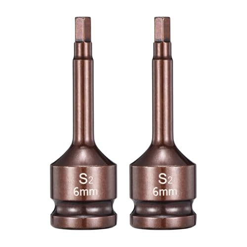HARFINGTON 2pcs Impact Hex Bit Socket 1/2" Drive 6H (6mm) Hex Bits 3" Length S2 Steel Metric Impact Wrench Socket Adapter Tool for Automotive Repair Industrial Construction and Home DIY - size: H6 x 1/2" x 3"