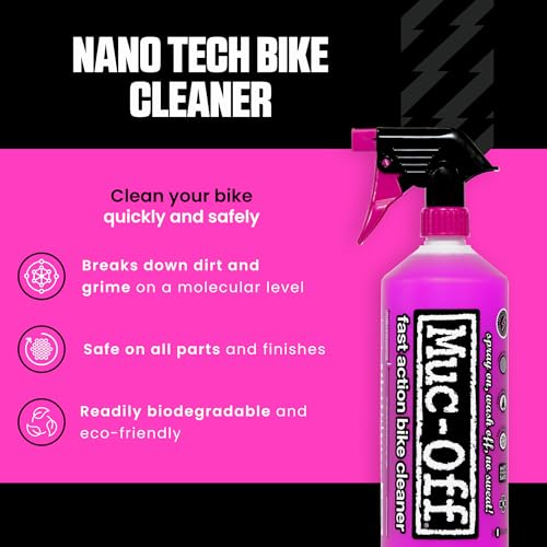 Muc-Off Nano Tech Bike Cleaner 1L | Biodegradable Formula, Safe on Carbon Fibre and All Surfaces | Breaks Down Dirt on a Molecular Level - size: 33.3 Fl Oz (Pack of 1)