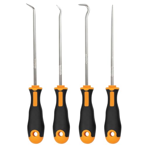 Zpana 4PCS Car Precision Hook and Pick Set, O Ring Vehicle Oil Seal Gasket Pick with Ergonomic Handle, Automotive Mechanic Hooks Puller Remover Tool, Universal for Automobile RV Truck (Style E) - size: StyleE
