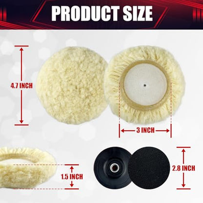 5PCS 3” Wool Polishing Pad,Polishing Pads Cutting Pads Hook Loop Polishing Pad for Car Buffer Polisher Compounding, Polishing and Waxing - size: 5PCS