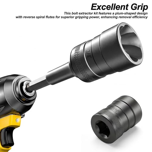 Bolt Extractor Kit, 32PCS Stripped Nut & Lug Removal Kit, Nut Extractor Socket Set with 1/4" & 3/8" Drive, Rounded Bolt Remover for Removing Damaged, Frozen, Rusted, Rounded-Off Bolts, Nuts & Screws