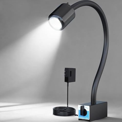 Magnetic Work Light,8W Lathe Machine Light with 12T Magnetic Base,Led Work Light for Lathe Machine/Drill Press - size: 8W Work Light + 12T Magnetic Base