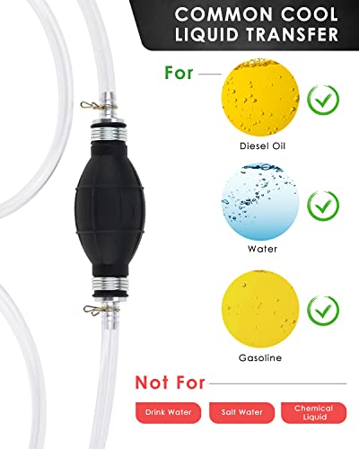 KATUMO 2PCS Siphon Hose for Gas Oil Water, Hand Fuel Pump | Multi-Purpose Manual Siphon Pump, Easy Operation for Liquid Flow, Lightweight Only 171g, Adjustable Retainer - color: White + Black