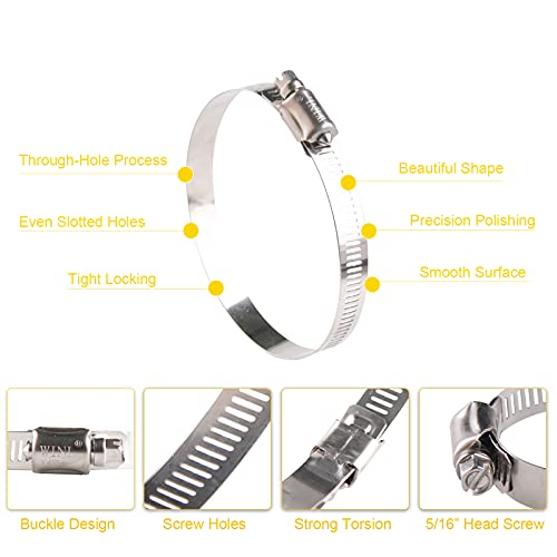 WINL 3 Inch Stainless Steel Hose Clamps- 10 Pack SAE 48 Worm Gear Drive Hose Clamps Clamping Range 2 1/2 Inch to 3 1/2 Inch (64mm-89mm) for Automotive Plumbing, 2 3/4'', 3 1/4'' - size: SAE#48 ( 2-1/2" ~ 3-1/2" )