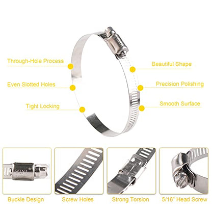 WINL 3 Inch Stainless Steel Hose Clamps- 10 Pack SAE 48 Worm Gear Drive Hose Clamps Clamping Range 2 1/2 Inch to 3 1/2 Inch (64mm-89mm) for Automotive Plumbing, 2 3/4'', 3 1/4'' - size: SAE#48 ( 2-1/2" ~ 3-1/2" )