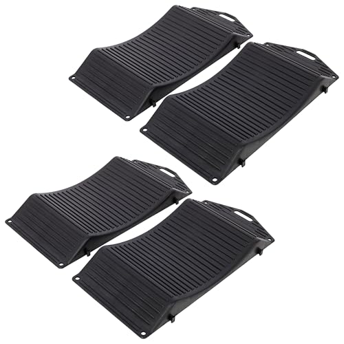 Tire Saver Ramps for Flat Spot and Flat Tire Prevention, 4-Pack Car Wheel Chocks Car Tire Ramps with Anti-Slip Interlocking Pads for Long-Term Vehicle Storage, Fits Cars, RVs and Trucks, Black