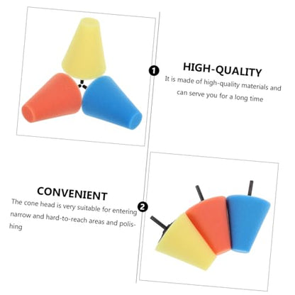 balacoo 3pcs Set Car Wheel Buffing Pads Cone Polishing Sponge Auto Wheel Care Tool for Drill Buffing and Polishing in Automotive Maintenance (Multicolor)