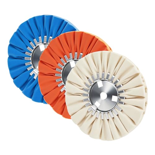 Airway Buffing Wheel Kit 8in Extra Thick 16Ply, 5/8in Arbor Hole Aluminum Wheel Polishing kit 3pcs (1* Coarse & 1*Medium & 1*Fine) for Angle Grinder Metal Automotive Body Rim Polishing - color: Multi 3pcs, size: 16plys
