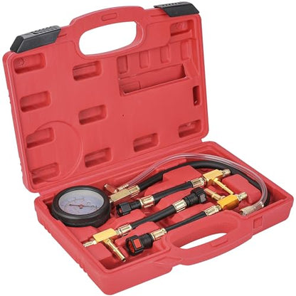 Hromee Fuel Pressure Test Kit 0-100PSI | 9.49,7.89,6.30 Fuel Line Fittings and Quick Connected Hose
