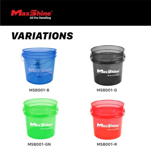 Maxshine 3.5 Gallon Universal Detailing Bucket – Car Wash Bucket for Scratch-Free Washing – Garage Storage & Auto Detailing Tool Holder – Holds Soap, Foam Cannon, Brushes, Microfiber Towels (Red) - color: 3.5g Bucket (Red)