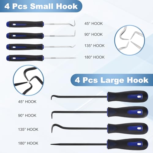 15Pcs Hook and Pick, Straight Head Magnetic Pickup Tool Plastic Pry Pieces Large Small Hook Short Pry Bar Gasket Scraper for Remove Hoses Gaskets Car Panel Fastener, Blue - color: Blue