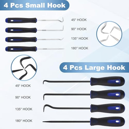 15Pcs Hook and Pick, Straight Head Magnetic Pickup Tool Plastic Pry Pieces Large Small Hook Short Pry Bar Gasket Scraper for Remove Hoses Gaskets Car Panel Fastener, Blue - color: Blue