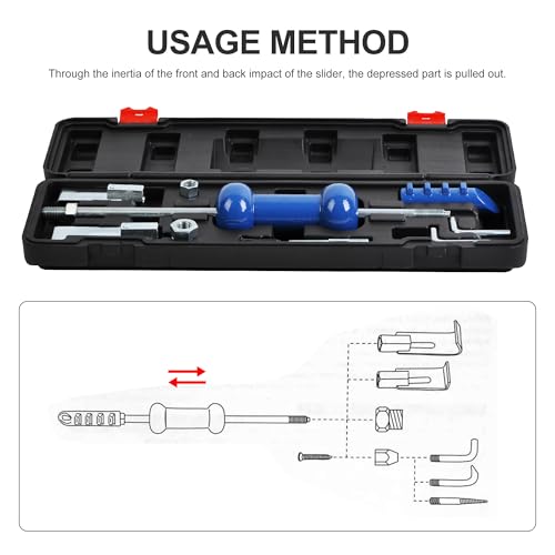 9PCS 5lb Impact Dent Puller Slide Hammer, Dent and Axle Puller Removal Set