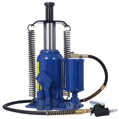 20 Ton Air Hydraulic Bottle Jack, Professional Lifting Jack for Heavy Machinery & Large Trucks, 10.2-19.7 Inch Height Range with Extendable Screw(Blue) - color: Blue, size: 20 Ton