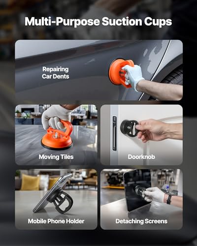 VEVOR Dent Puller Kit, 100 PCS Paintless Dent Removal Kit with Golden Lifter, Bridge Puller, Slide Hammer T-Bar, Glue Gun, Auto Body Hail Damage Remover Tools for Car Refrigerator Door Ding Repair - style: 100PCS