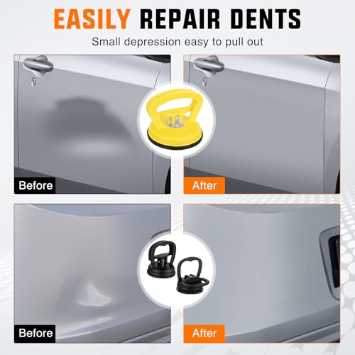GOOACC Car Dent Puller 3 Pack Yellow Black Powerful Suction Cup Puller with Handle Lifter Large & Small Pullers Paintless Dent Repair Tool Kit for Car Body Fridge Glass Tiles Screen Object Moving - color: Yellow+Black