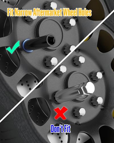 7 Spline Lug Nut Key with 1/2" Drive for M14x1.5 M14x2.0 Aftermarket Lugnut | Impact Socket for 9/16-18 7 Spline Lugnut,Thin Walled Design Spline Socket for Easy Removal or Install Truck Nuts, CR-V Steel - size: 1 PC