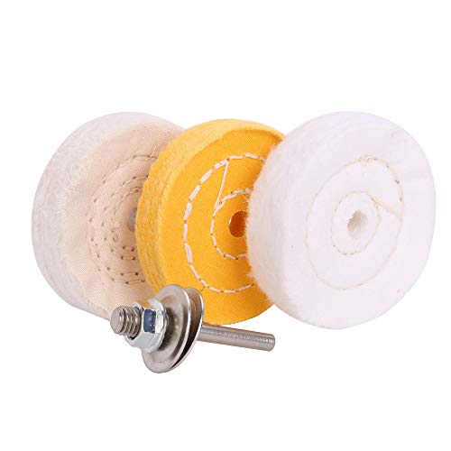 SCOTTCHEN 3 Inch Buffing Polishing Wheel 2/5 inch Arbor Hole for Mini Bench Grinder with one 1/4" Shank for Drill - color: Multi 3pcs, size: 3 inch