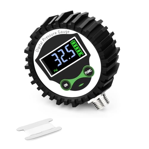 MEANLIN MEASURE Digital Pressure Gauge 0-300 PSI, 1/4" NPT Lower Mount Pressure Gauge with Rubber Protective Cover, Suitable for Pneumatic System, Tire Inflator Pump Air Pressure Measurement - size: 0-300 PSI
