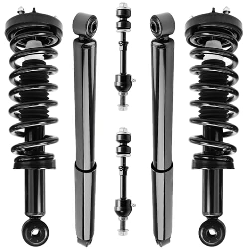 Detroit Axle - RWD Front Strut & Coil Spring Sway Bar Rear Shock Absorbers Replacement for 2005-2008 Ford F-150 Lincoln Mark LT - 6pc Set - size: 6AQS47259/Shock Kit