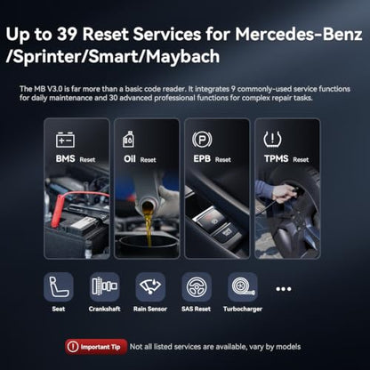 iCarsoft Bidirectional Diagnostic Tool for Most Mercedes-Benz/Sprinter/Smart from 1996-2025 MB V3.0 2026 Version Up to 39 Service Full System OBD2 Scanner All Test AutoVIN Battery Test Free Update