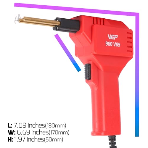 WEP 960-V85 High Power Plastic Welder Kit with LED Lights with 200 Hot Staples and Pliers for Thick Plastic Car Bumper Plastic Welding, Plastic Gas Tank Repair, a Great Automotive Tools for Mechanics