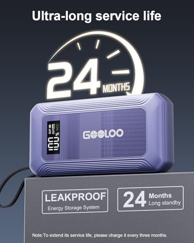GOOLOO G7 3000A 12V Lithium Jump Starter Booster Pack with Built-in Cable | Supersafe Lithium Jump Box - Portable Power Pack 45W Fast Charging - 10 Safety Protection - For 8.5L Gas & 6L Diesel Engines - color: purple