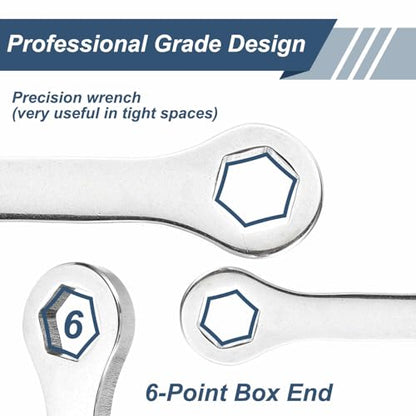 HARFINGTON 2Pcs Mini Super Thin Combination Wrench 5.5mm Metric 6-Point Box and Open End Stainless Steel Double Ended Spanner Tool for Automotive Pipe Furniture Machinery DIY Repair, Silver - size: 5.5mm