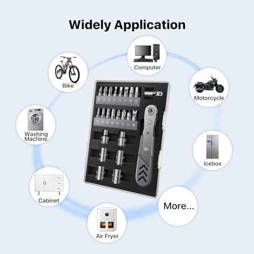 Stocking Stuffers for Men Adults, AXTH 23in1 Right Angle Ratcheting Screwdriver Set, Gifts for Dad, Unique Husband Christmas Gift, Magnetic Offset Screwdriver Repair Tool, Gadgets for Men - style: 23in1