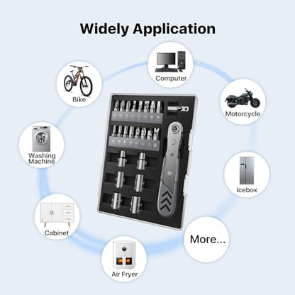 Stocking Stuffers for Men Adults, AXTH 23in1 Right Angle Ratcheting Screwdriver Set, Gifts for Dad, Unique Husband Christmas Gift, Magnetic Offset Screwdriver Repair Tool, Gadgets for Men - style: 23in1