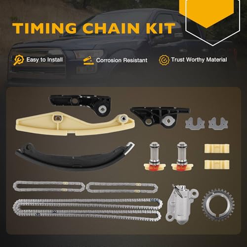 Timing Chain Kit w/Water Pump, Fit for 2011-2019 Ford F150/Edge/Explorer | Fit for Ford Taurus/Flex/Mustang, Lincoln 3.5 3.7 L Engine, with Camshaft Holding Tool Kit, Replaces# 252-955 303-1530