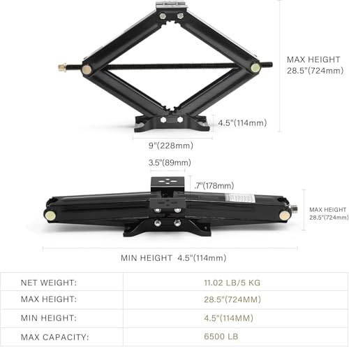 USA 24" RV Scissor Jack Leveling Stabilizer with Hand Crank - 6,500 Pound Capacity - 1 Pack