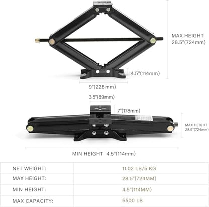 USA 24" RV Scissor Jack Leveling Stabilizer with Hand Crank - 6,500 Pound Capacity - 1 Pack