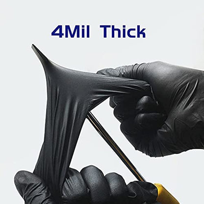 Wostar Nitrile Disposable Gloves Powder & Latex Free 4mil Touch Screen Disposable Non-Sterile Nitrile Exam Gloves - color: Black, size: Small (Pack of 100)