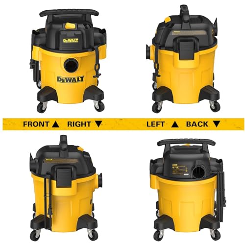 DEWALT DXV05P 5 Gallon Poly Wet/Dry Vac, 4 Peak HP Shop Vacuums with Attachments, Powerful Suction, 1-7/8" Hose, DXV05P, Yellow - size: 5 Gallon