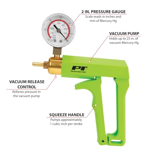 Performance Tool W87032 Vacuum and Fuel Pump Tester - Test and Diagnose Various Vehicle Systems, Complete Kit with Accessories Included - style: Vacuum Pump Kit (Green)
