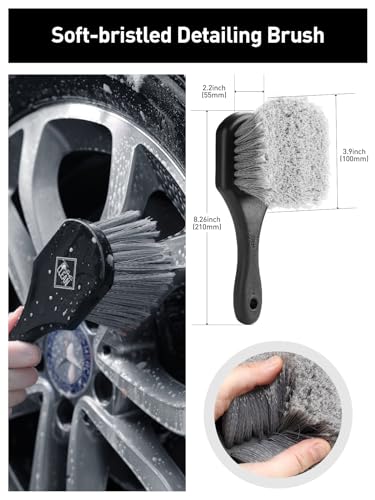 Fantasticlean 6PCS Car Wheel Brush Kit for Cleaning Tires | Tire Brush, Soft Rim Brush, Bendable Wheel Cleaner Brush for Cleaning Wheels, Double-Ended Detailing Brush, Applicator Pads - size: 6PCS-WDK001